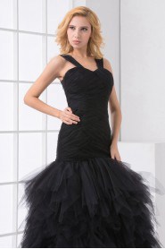 Net Sweetheart Sheath Dress with Crisscross Ruched Bodice