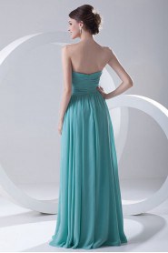 Chiffon Strapless Column Dress with Crisscross Ruched Bodice