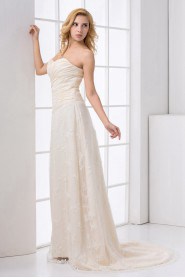 Lace Sweetheart A Line Dress with Crisscross Ruched Bodice