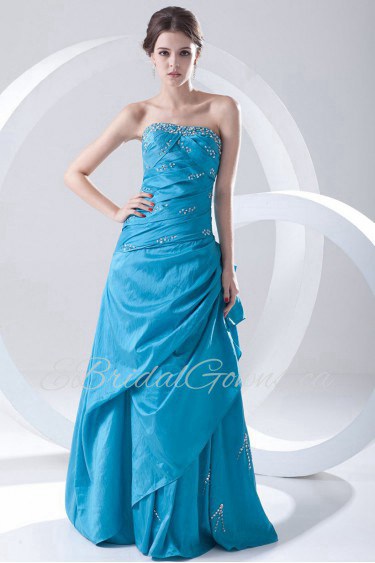 Chiffon Strapless A Line Dress with Sequins