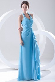 Chiffon Halter Column Dress with Sash