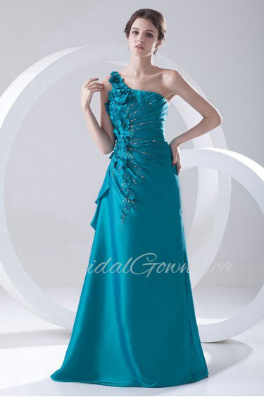 Taffeta Asymmetrical A Line Dress with Embroidery