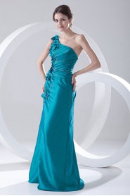 Taffeta Asymmetrical A Line Dress with Embroidery