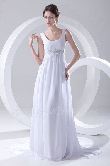 Chiffon Square Column Dress with Embroidery