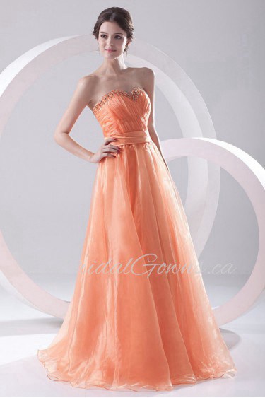 Organza Sweetheart A Line Beaded Dress