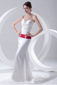 Satin Strapless Sheath Dress with Sash