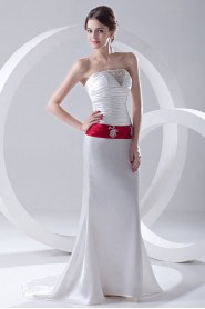 Satin Strapless Sheath Dress with Sash