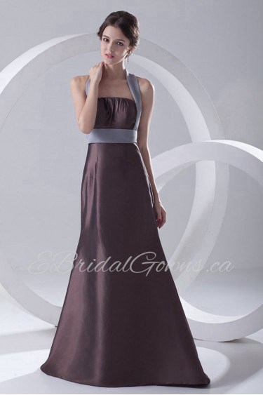 Taffeta Strapless A Line Floor Length Dress with Sash