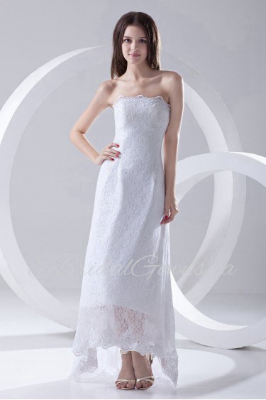 Lace Strapless Column Ankle-Length Dress