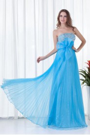 Organza Strapless Empire Floor Length Dress with Embroidery