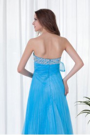 Organza Strapless Empire Floor Length Dress with Embroidery