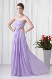 Chiffon Strapless Empire Floor Length Dress with Embroidery