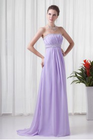 Chiffon Strapless Empire Floor Length Dress with Embroidery