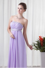 Chiffon Strapless Empire Floor Length Dress with Embroidery