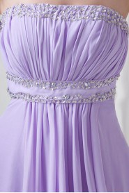 Chiffon Strapless Empire Floor Length Dress with Embroidery