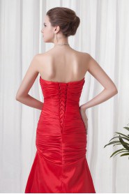 Satin Strapless Sheath Floor Length Dress with Embroidery