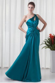 Satin Asymmetrical Column Floor Length Dress with Sequins