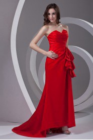 Satin Strapless Sheath Dress with Sequins