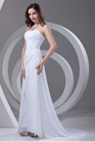 Chiffon Strapless A Line Dress with Gathered Ruched Bodice