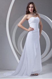 Chiffon Strapless A Line Dress with Gathered Ruched Bodice