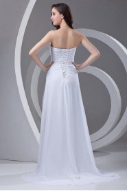 Chiffon Strapless A Line Dress with Gathered Ruched Bodice