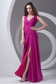 Chiffon V Neckline Column Dress