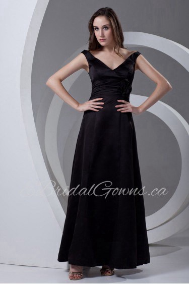 Satin V Neckline Column Dress