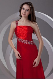 Satin One Shoulder A Line Dress with Sequins