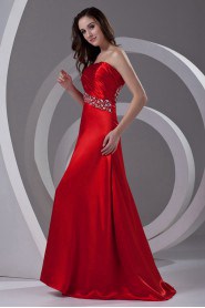 Satin One Shoulder A Line Dress with Sequins