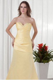 Satin Sweetheart A Line Dress with Gathered Ruched Bodice