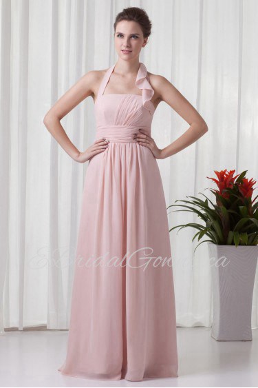 Chiffon Halter Column Dress