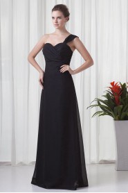 Chiffon Sweetheart A Line Dress with Crisscross Ruched Bodice
