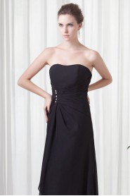 Chiffon Strapless Column Dress with Embroidery