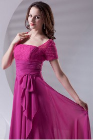 Chiffon Square Column Dress with Sash