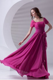 Chiffon Square Column Dress with Sash