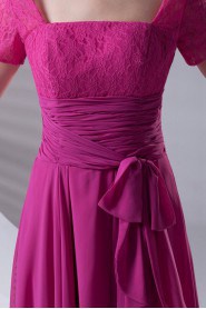 Chiffon Square Column Dress with Sash