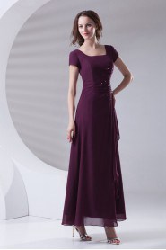 Chiffon Square A Line Ankle-Length Dress with Embroidery