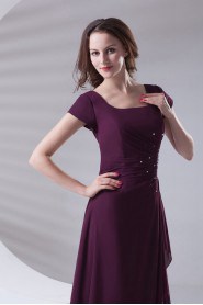 Chiffon Square A Line Ankle-Length Dress with Embroidery