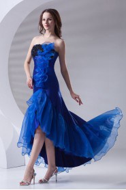 Organza Strapless A Line Ankle-Length Dress with Embroidery