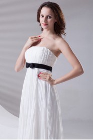 Chiffon Strapless Column Dress with Sash