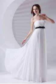 Chiffon Strapless Column Dress with Sash