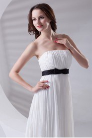 Chiffon Strapless Column Dress with Sash