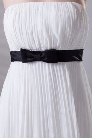 Chiffon Strapless Column Dress with Sash