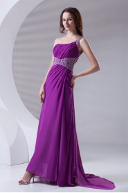 Chiffon One Shoulder A Line Dress with Sequins