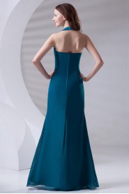 Chiffon Halter Sheath Dress with Embroidery