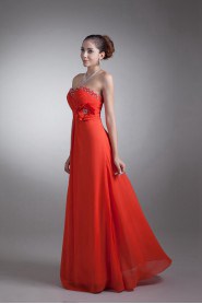 Chiffon Sweetheart Coloum Dress with Sequins