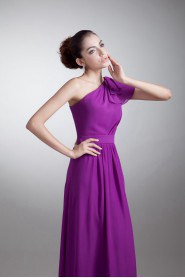 Chiffon Asymmetrical Coloum Dress with Sash