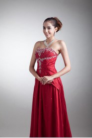 Taffeta Strapless A Line Dress with Embroidery