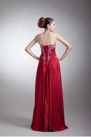 Taffeta Strapless A Line Dress with Embroidery