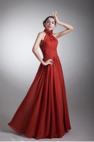 Chiffon High Collar Dress with Hand-made Flower